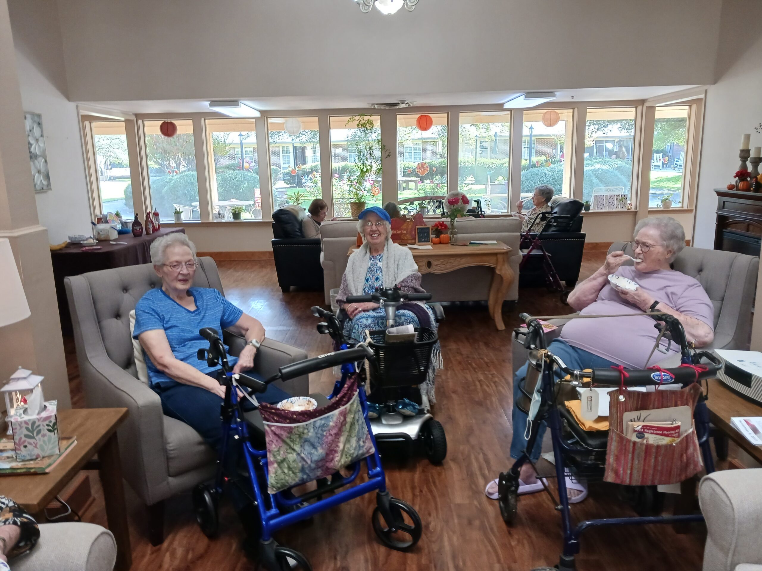 Residents engaging in a common area.