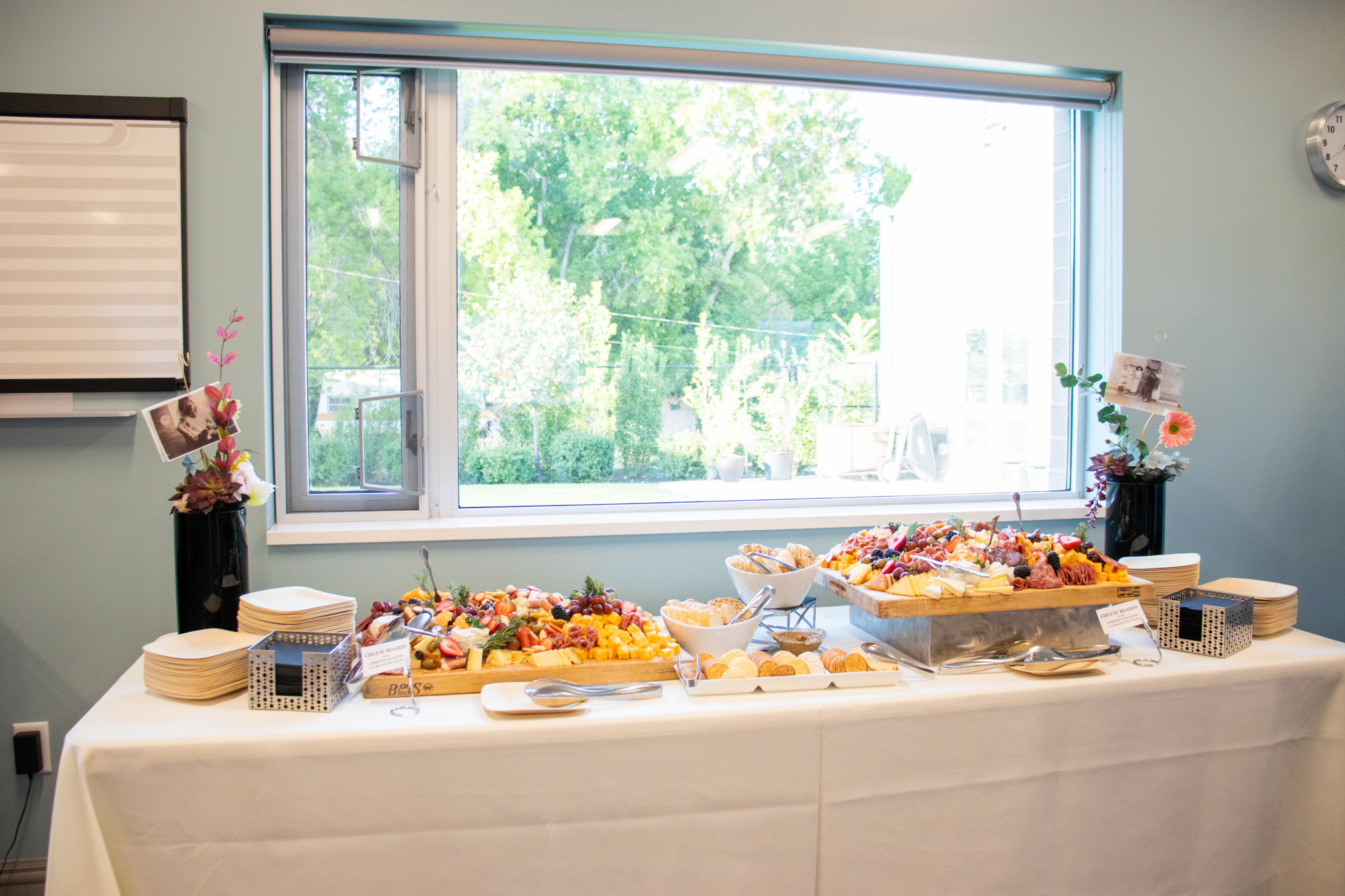 A beautifully arranged food display in an interior space.