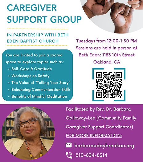 Support group flyer with facilitator details
