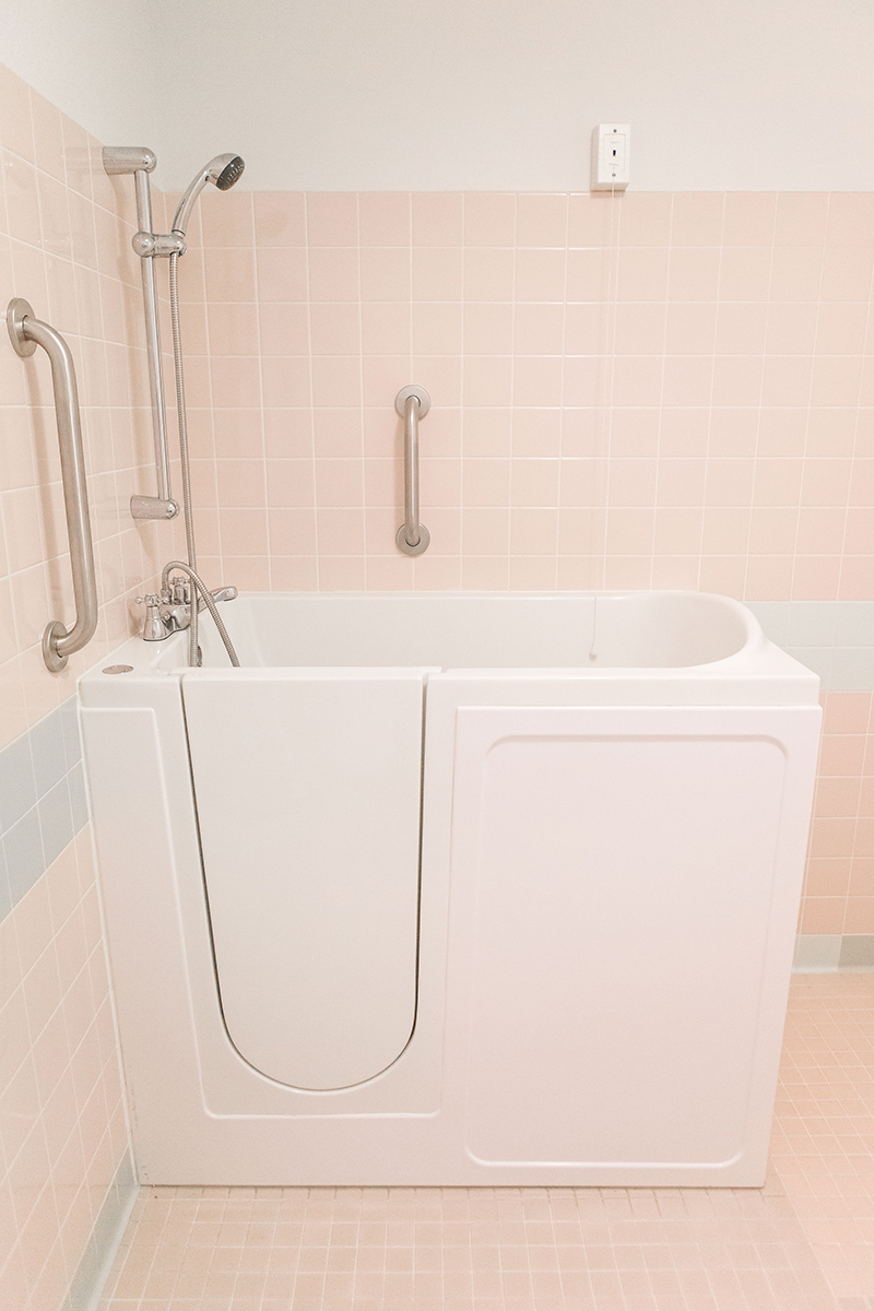 Accessible bathroom with a walk-in tub