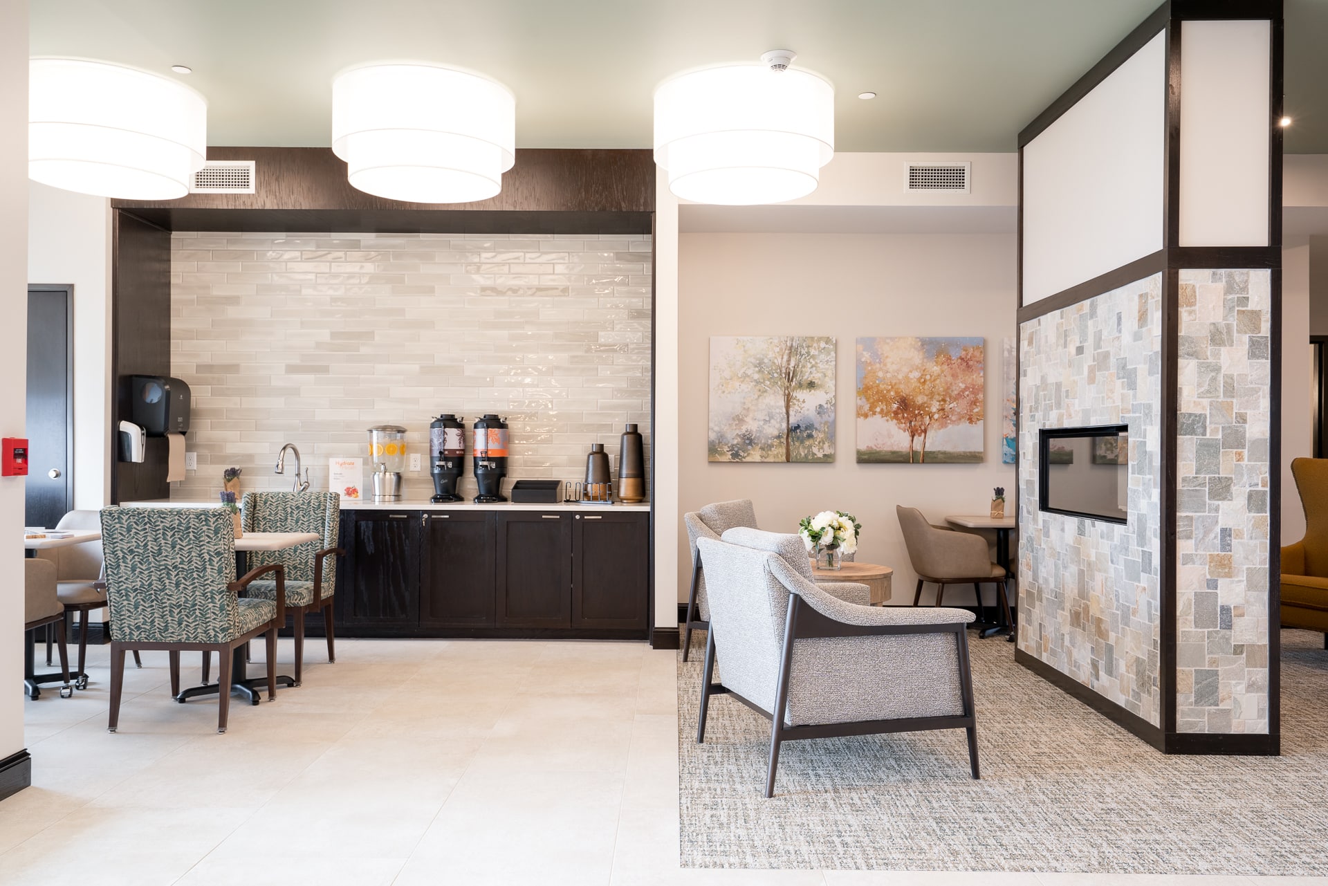 Common area with seating and refreshments