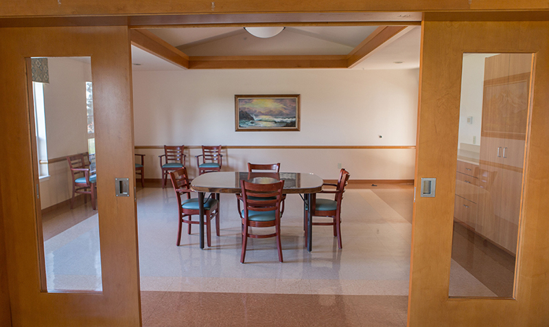 Common area with tables and chairs.