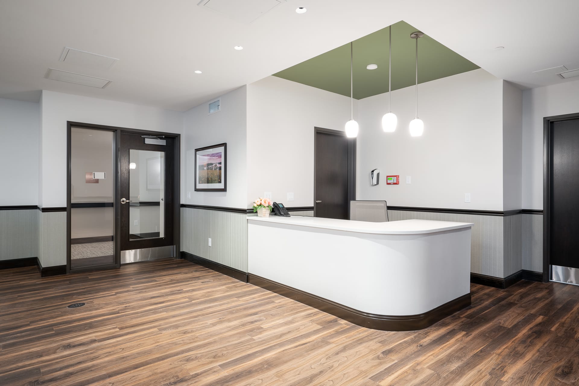 Reception area with a modern design.