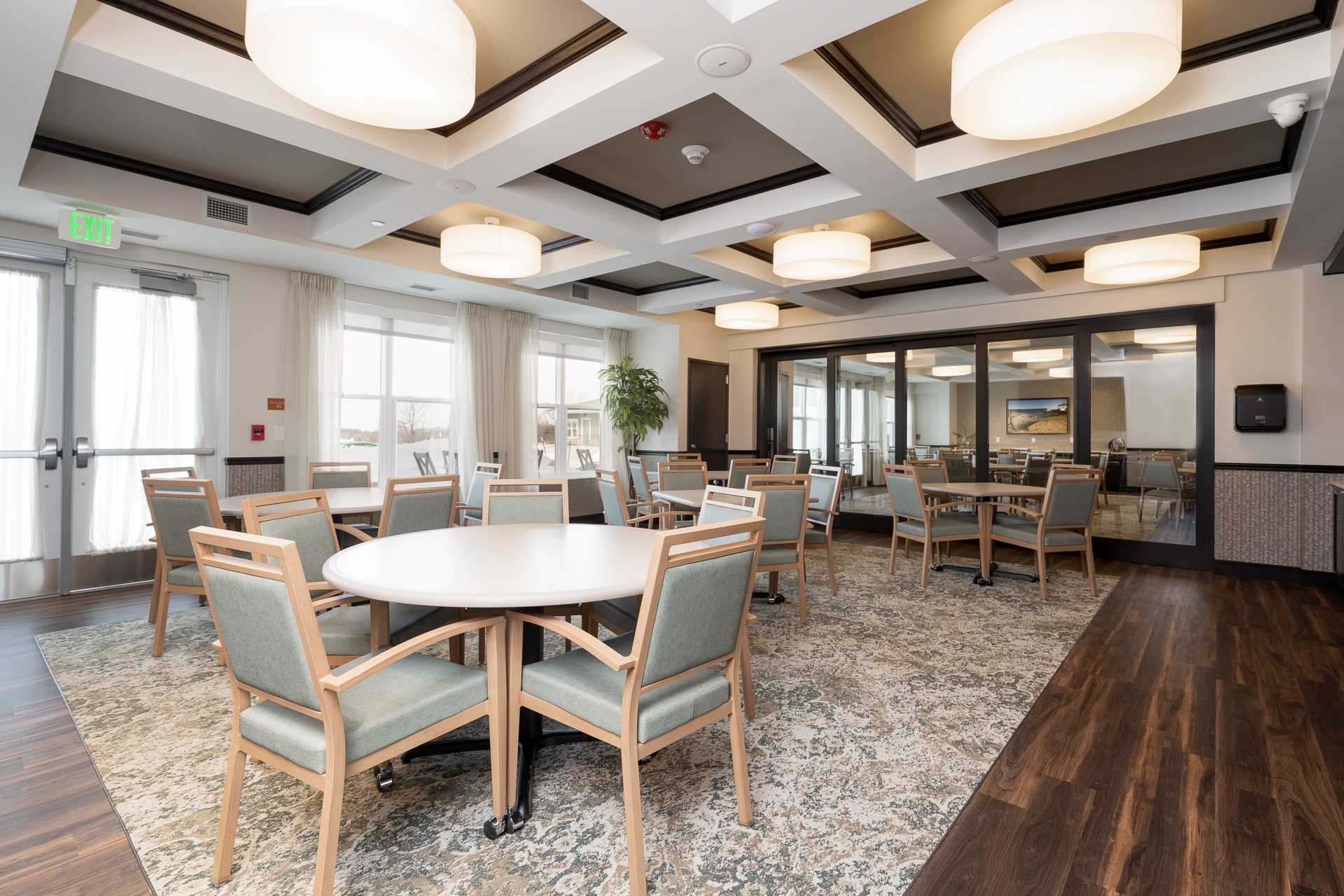 Common area with tables and chairs