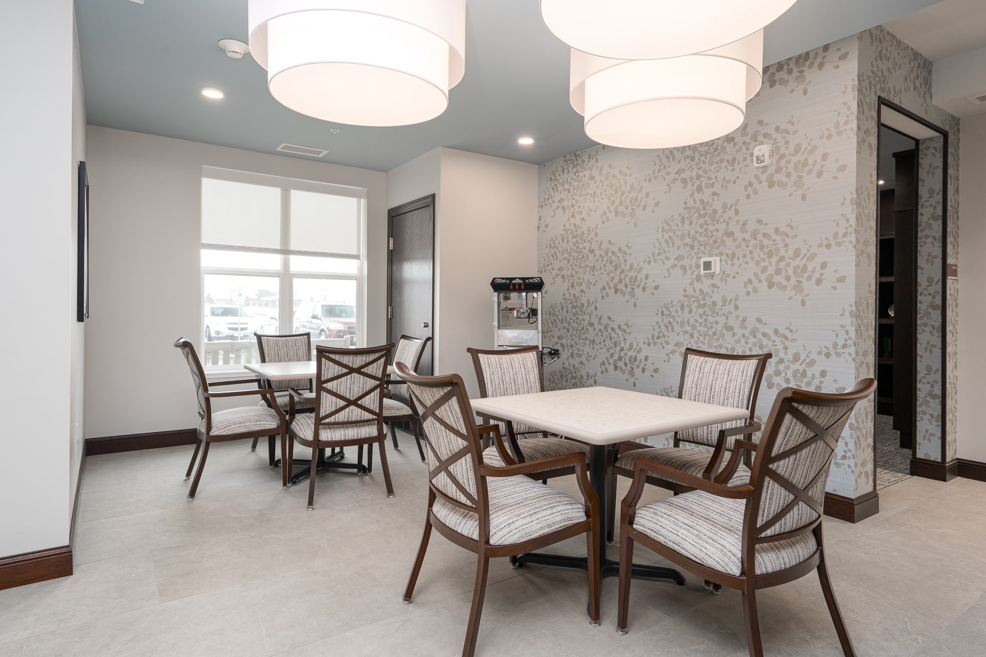 Modern common area with seating and decor