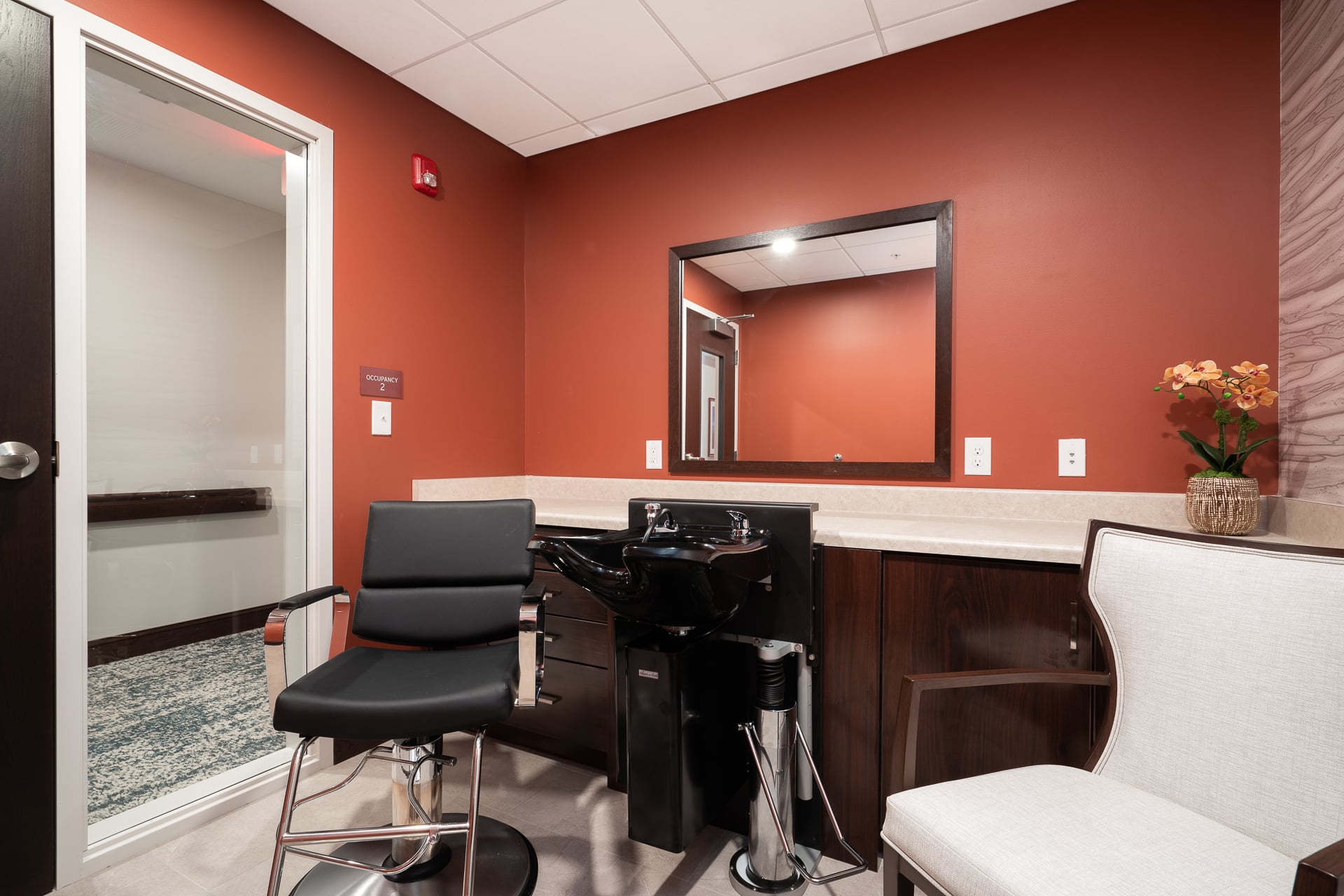 Interior of a hair salon area