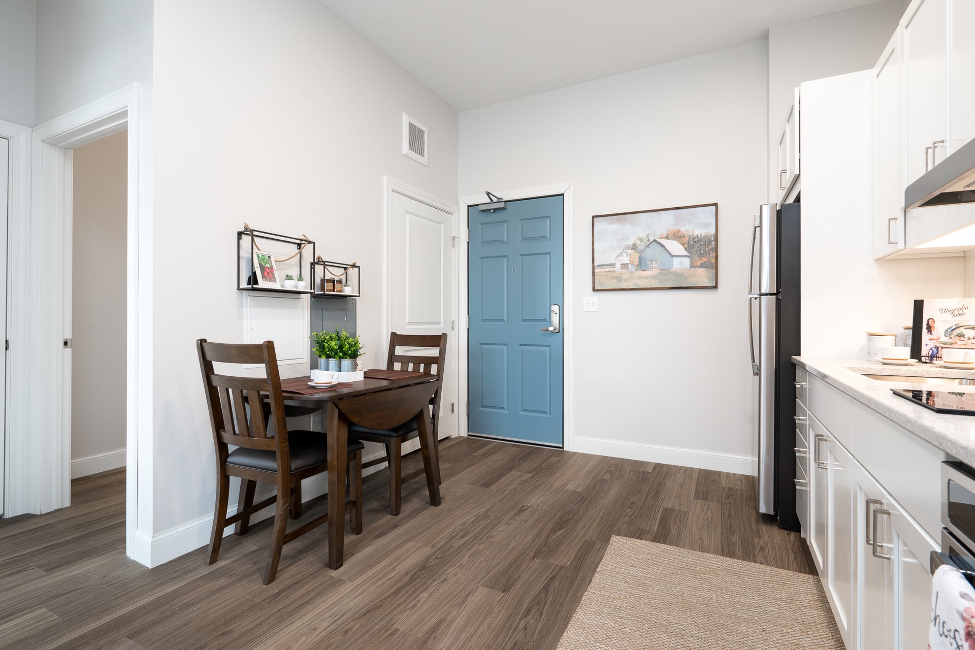 Cozy dining area in a resident's room