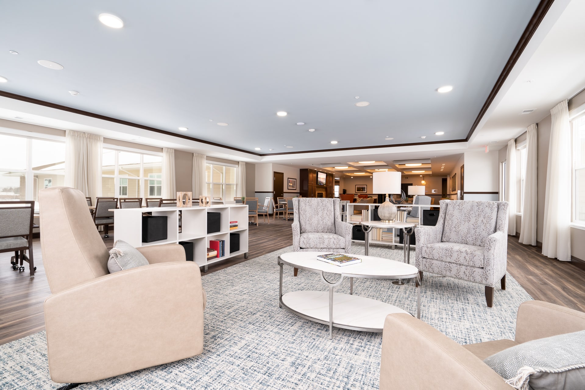 Common area with seating and natural light