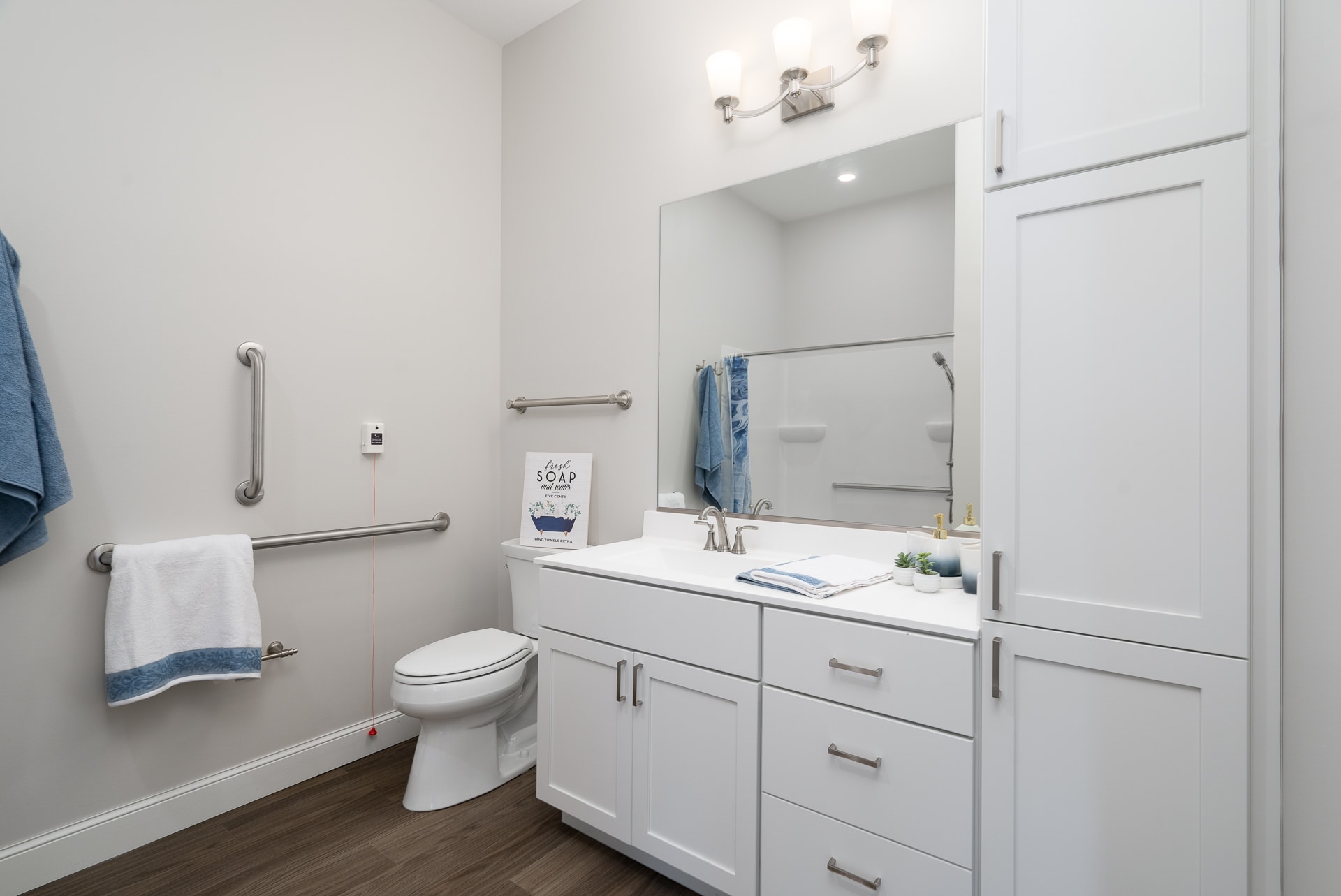Well-lit bathroom with modern fixtures