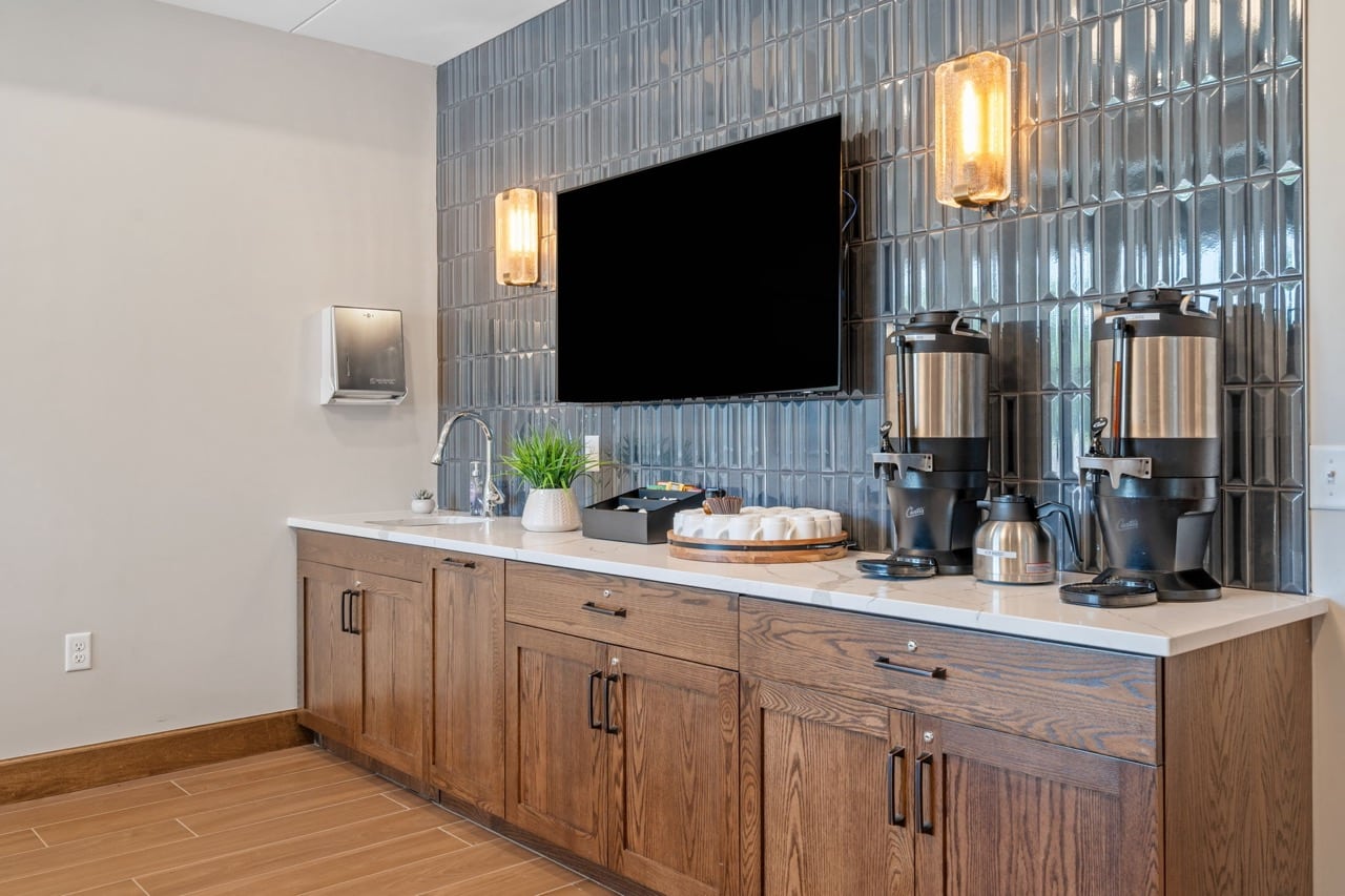 Coffee station in modern common area
