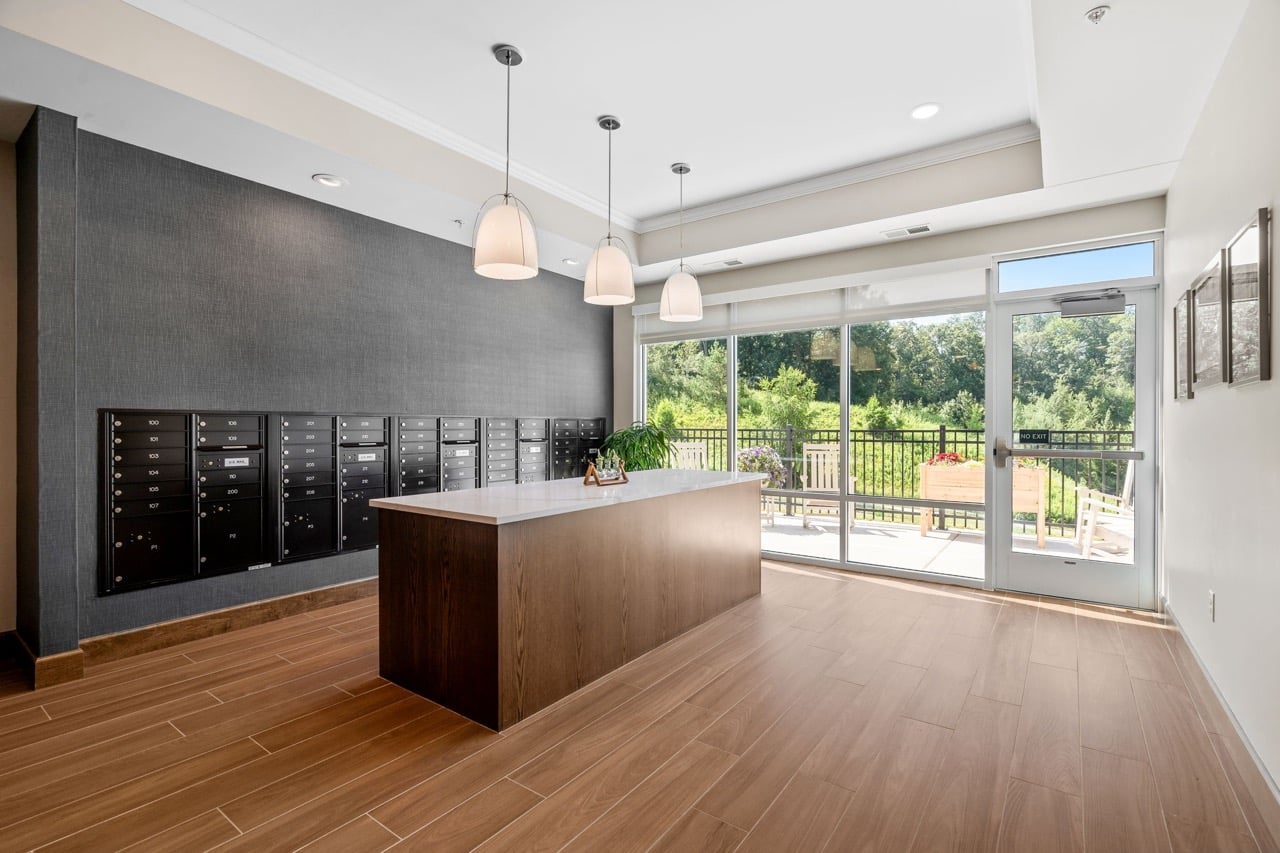 Reception area with a view of outdoor space