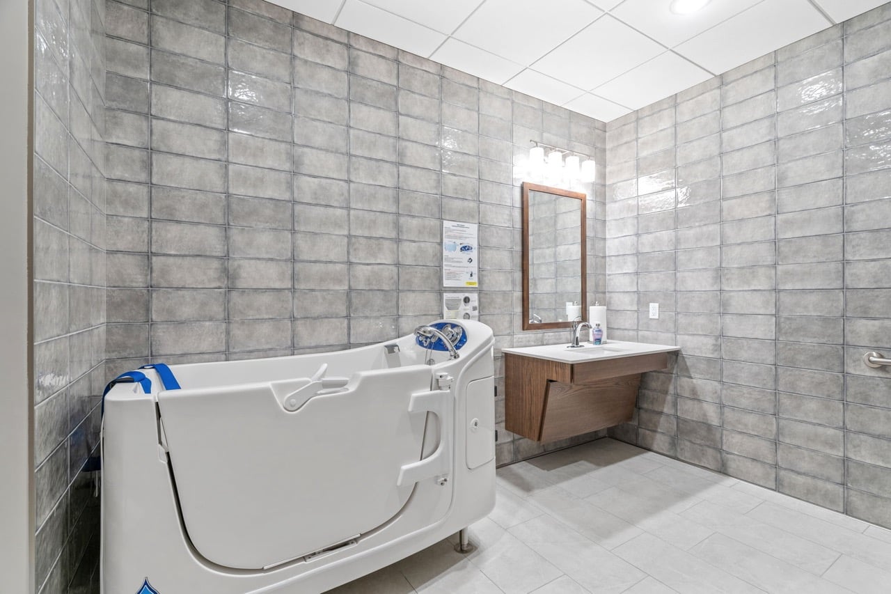 Accessible bathing area in a modern bathroom