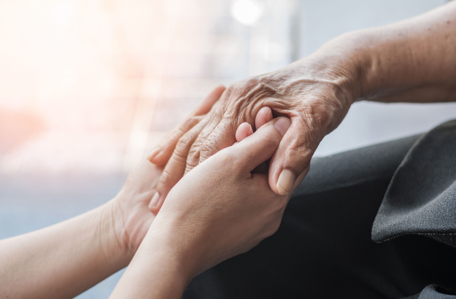 Close-up of hands being held together
