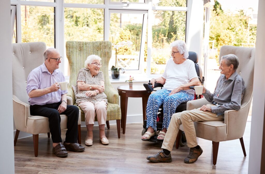 Residents enjoying conversation in a common area