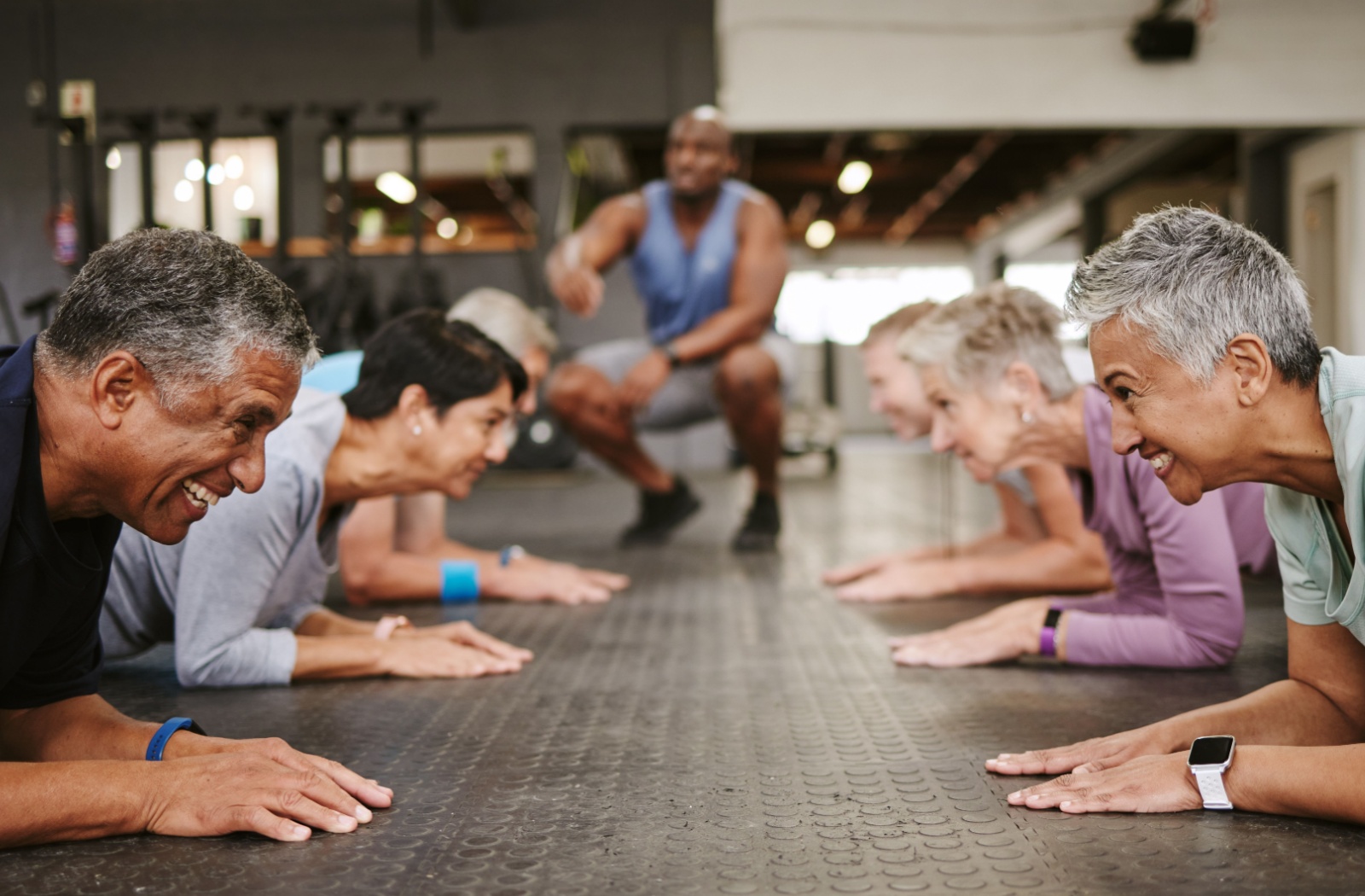 Residents participating in a group workout session.