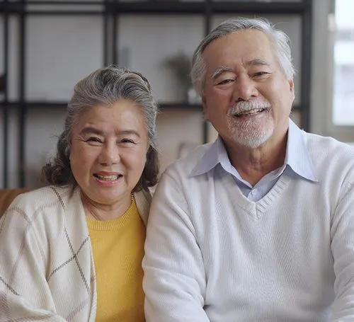 Happy senior couple smiling together