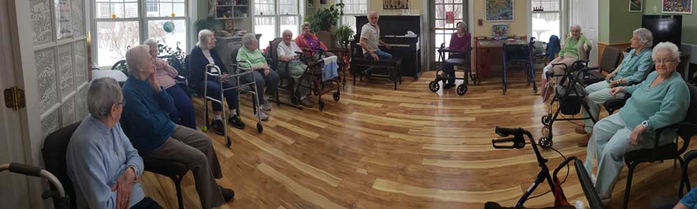 Residents enjoying an activity in a common area.