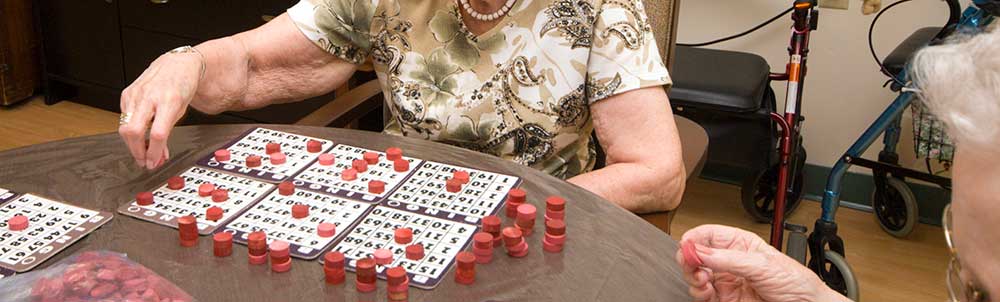 Residents engaged in a bingo game