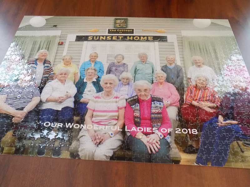 Group photo of residents at Sunset Home.