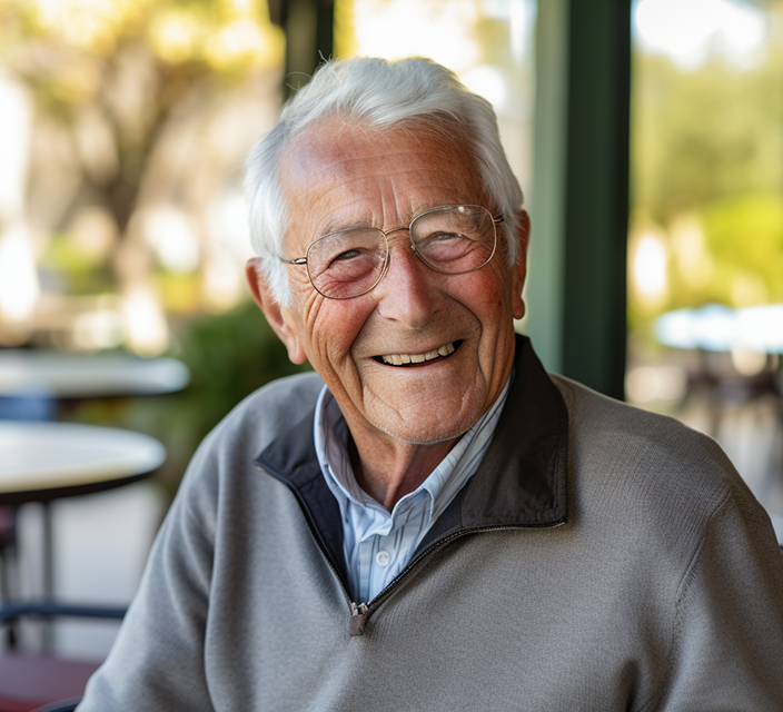 Smiling elderly man enjoying time outdoors