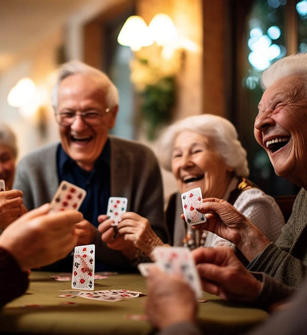 Residents enjoying a card game together
