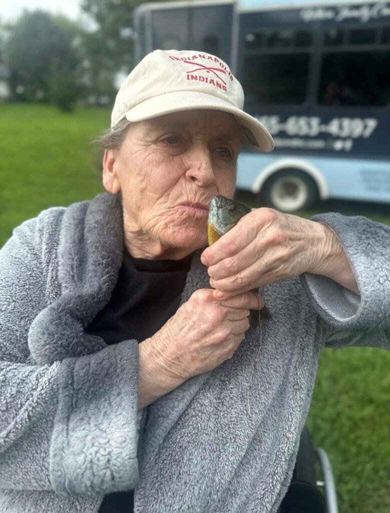 Resident enjoying fishing outdoors