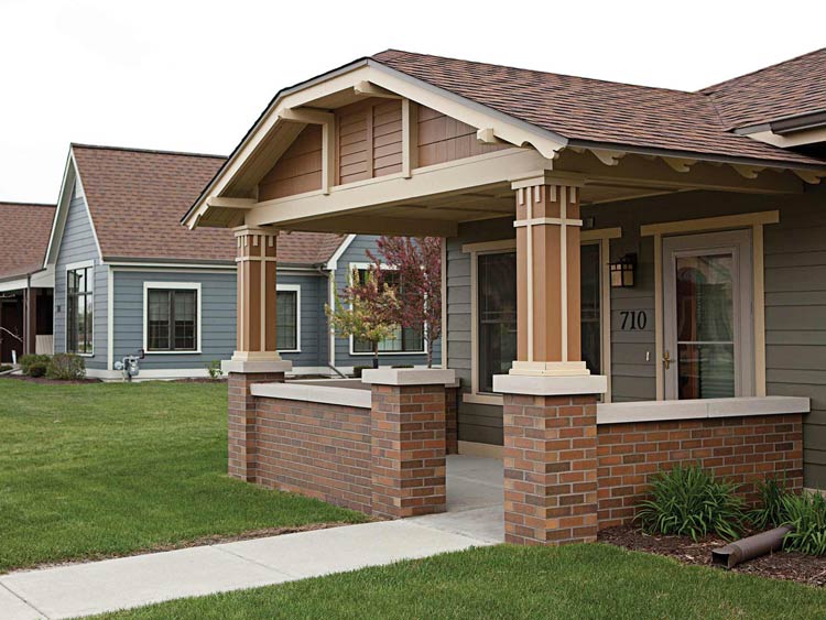 Exterior of a senior care facility entrance