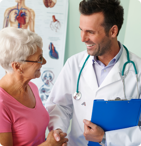 Healthcare professional interacting with a resident