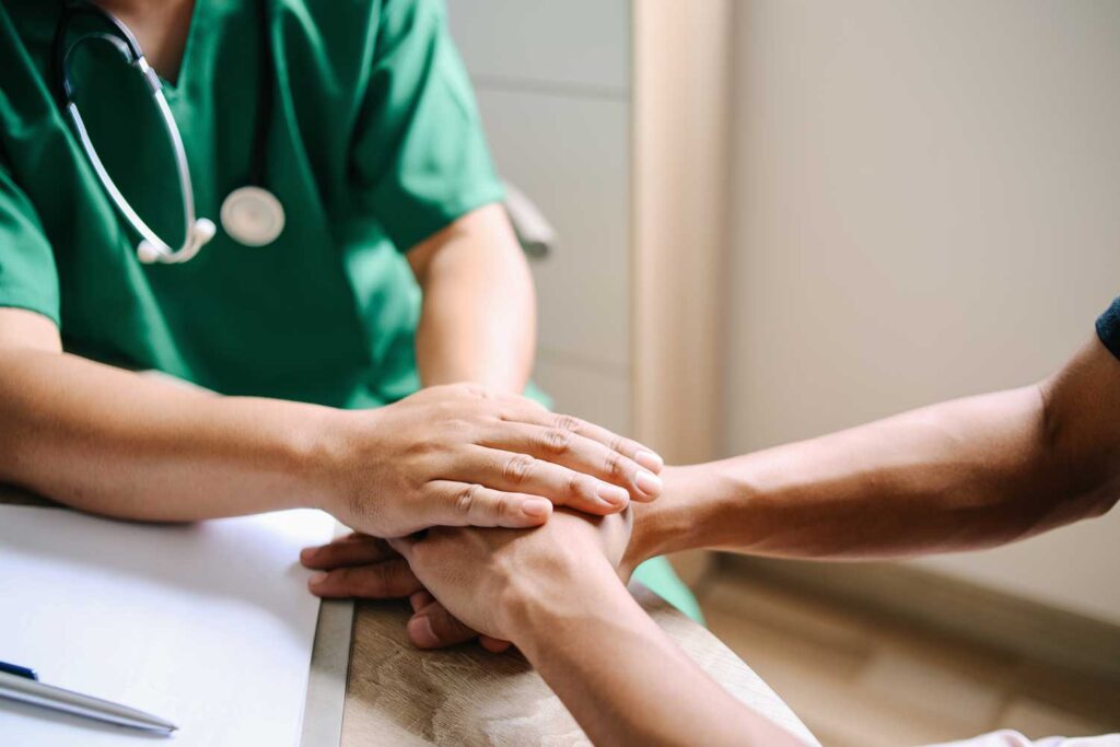 Caring interaction between healthcare provider and patient