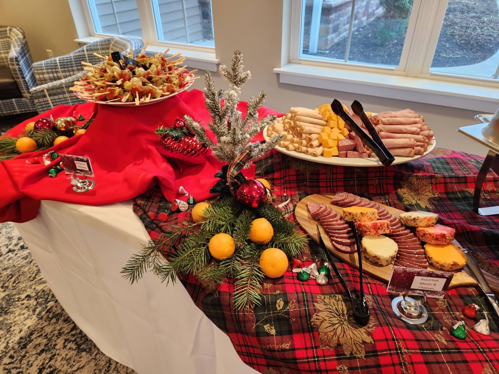 Festive food spread set on a table