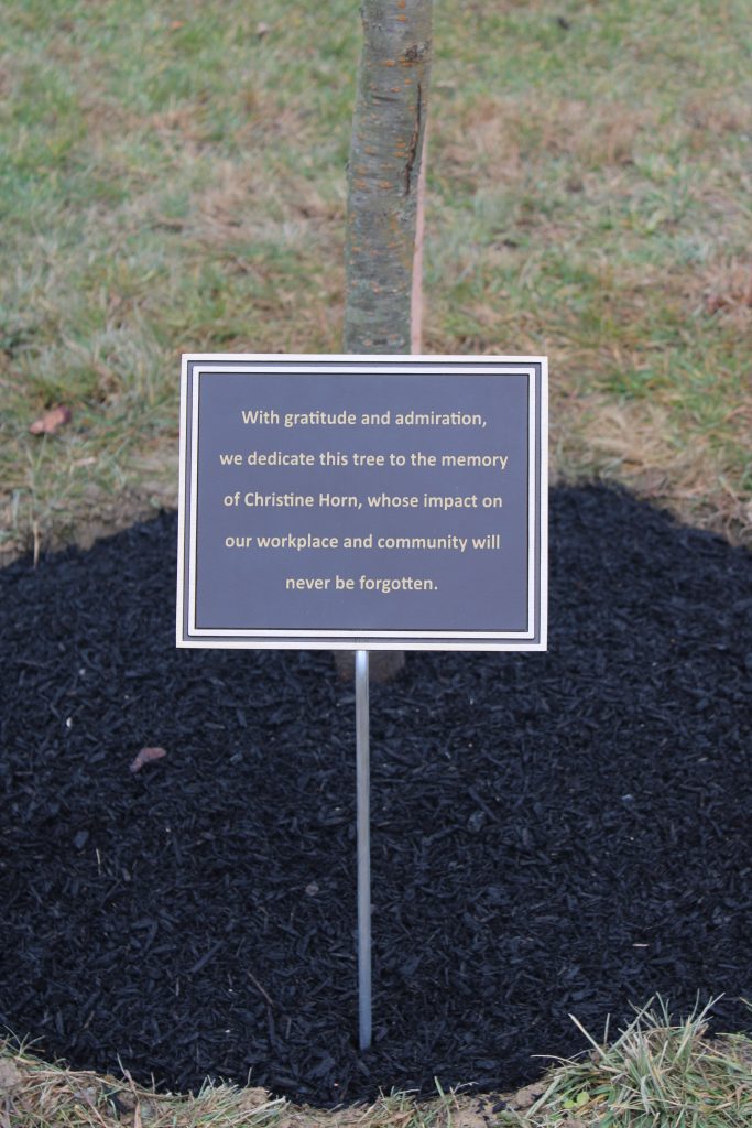 Memorial plaque dedicated to Christine Horn