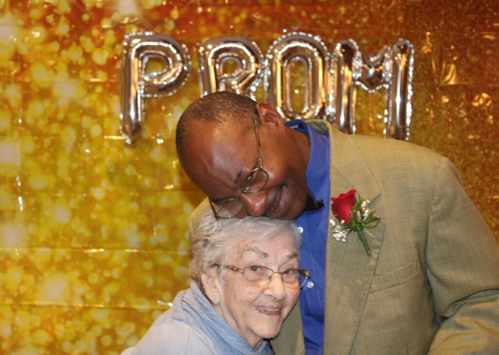 Residents enjoying a prom celebration together.