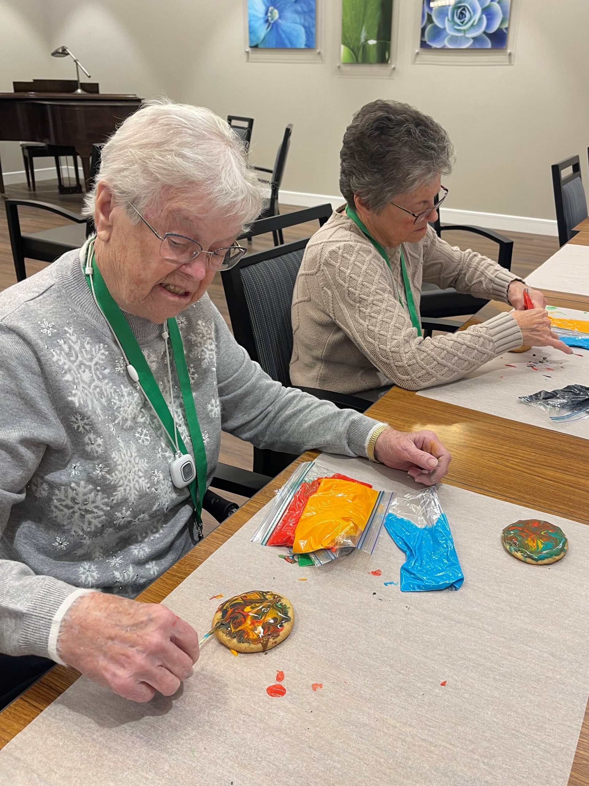 Residents engaging in a creative activity