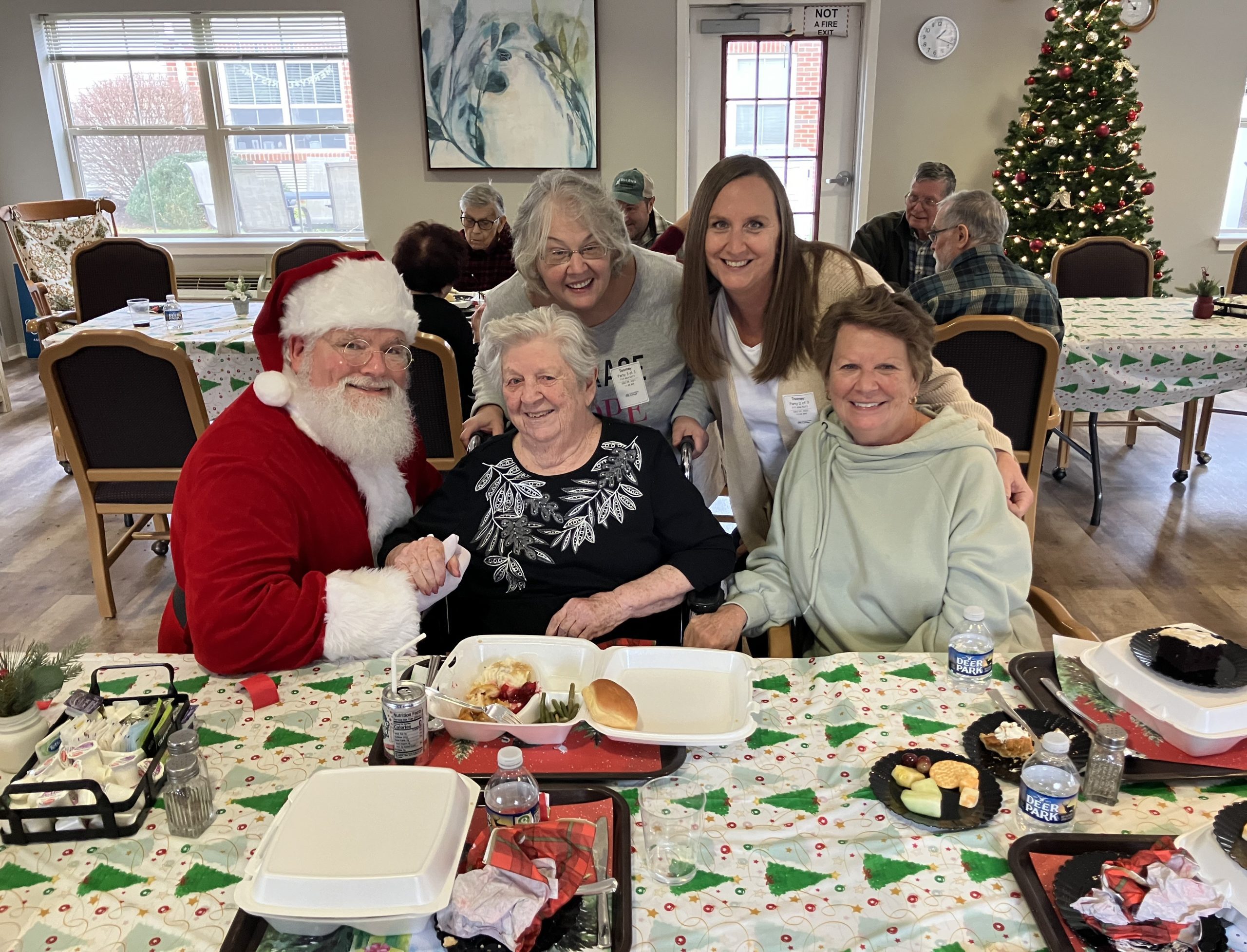 Residents and staff enjoying a festive gathering