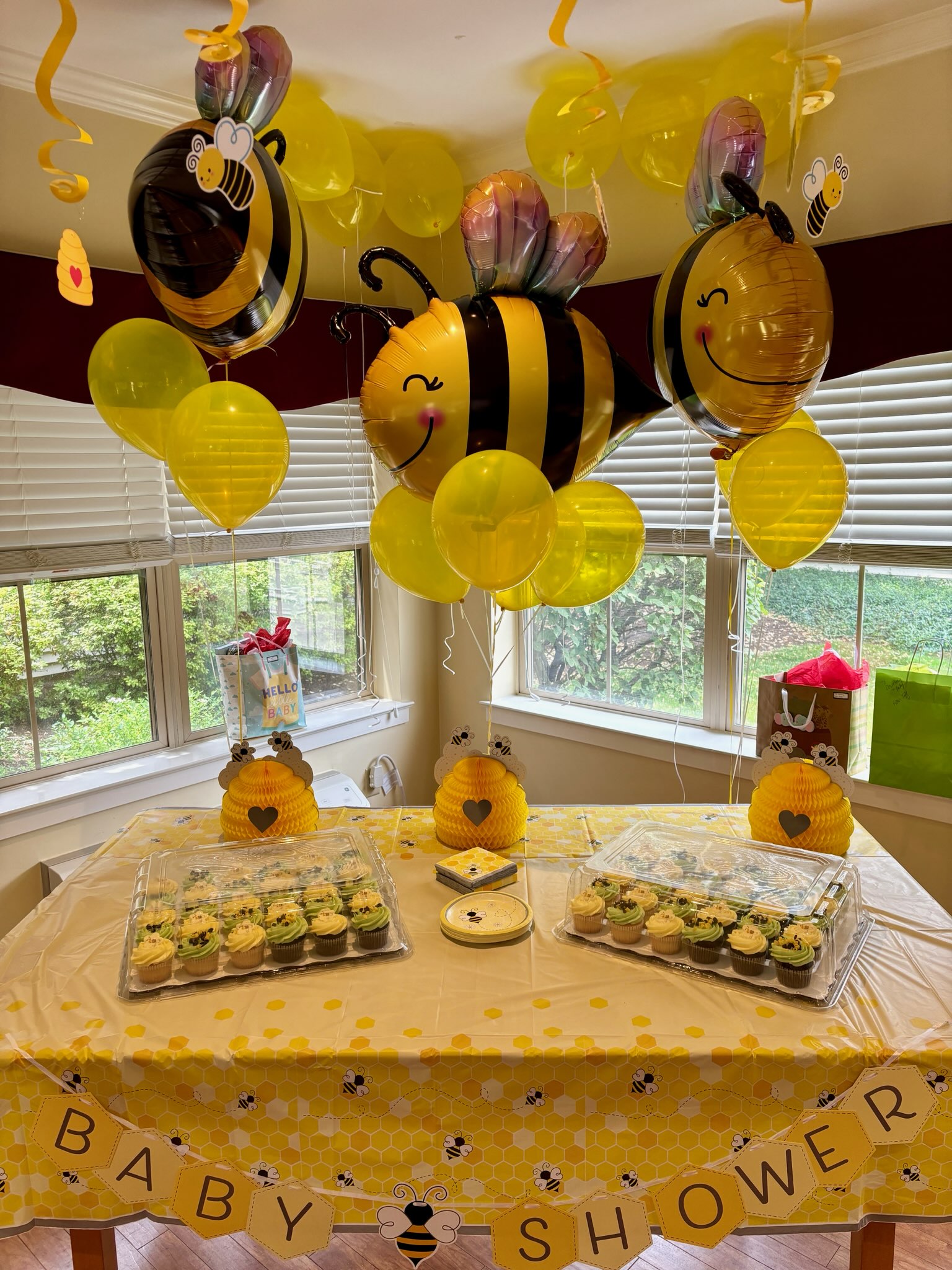 Decorative setup for a baby shower event.