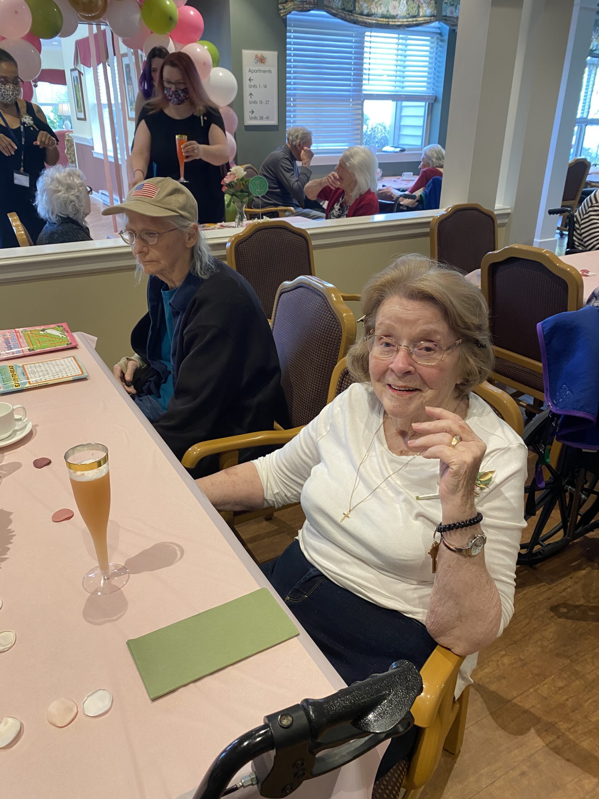 Residents enjoying time together at a celebration.