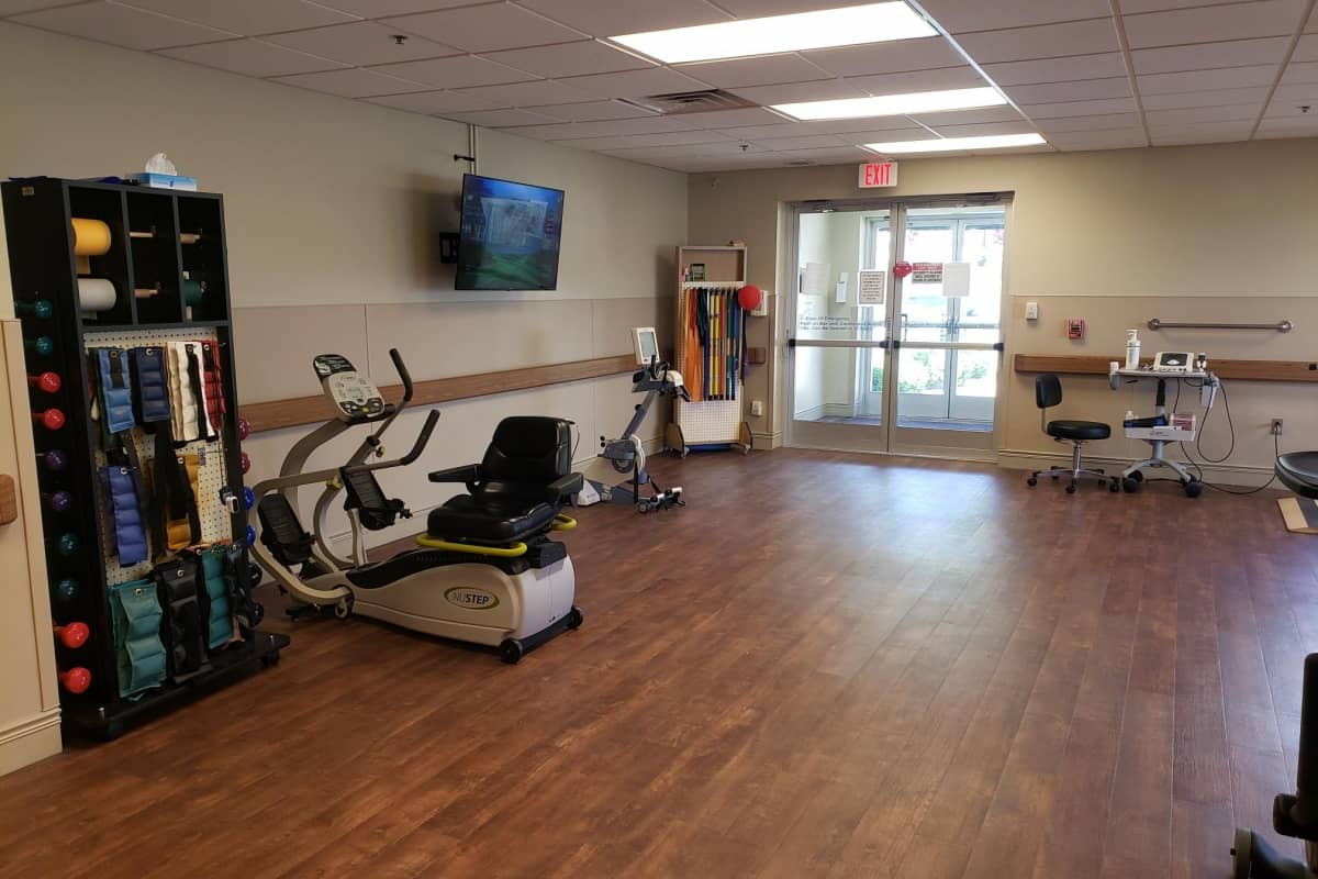 Rehabilitation gym with exercise equipment