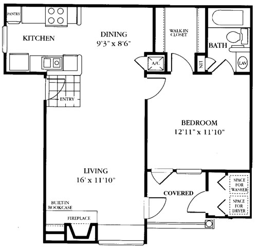 Architectural floor plan for a residential unit