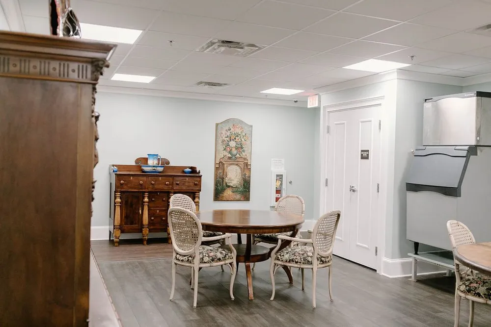Interior view of a dining area with furniture