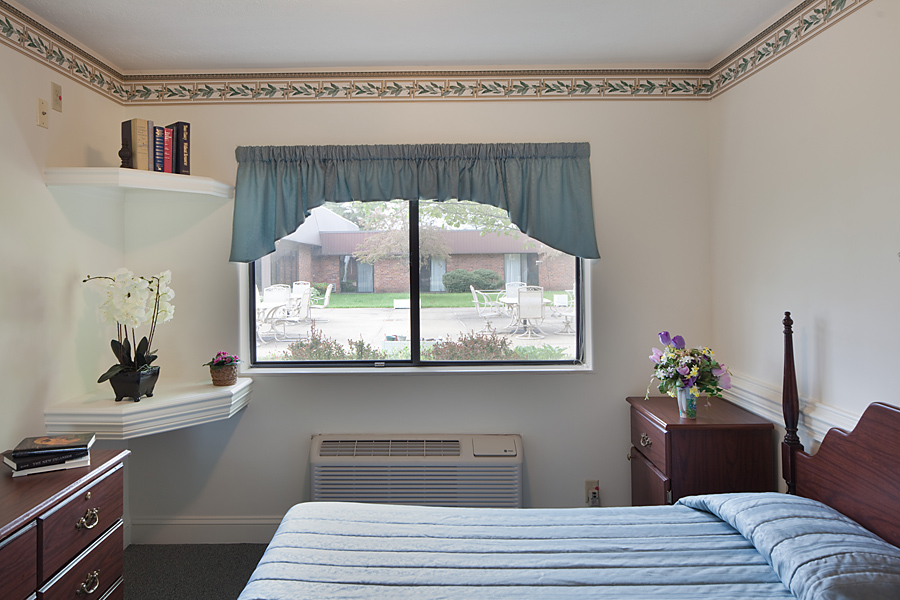 Cozy resident room with a view of the garden