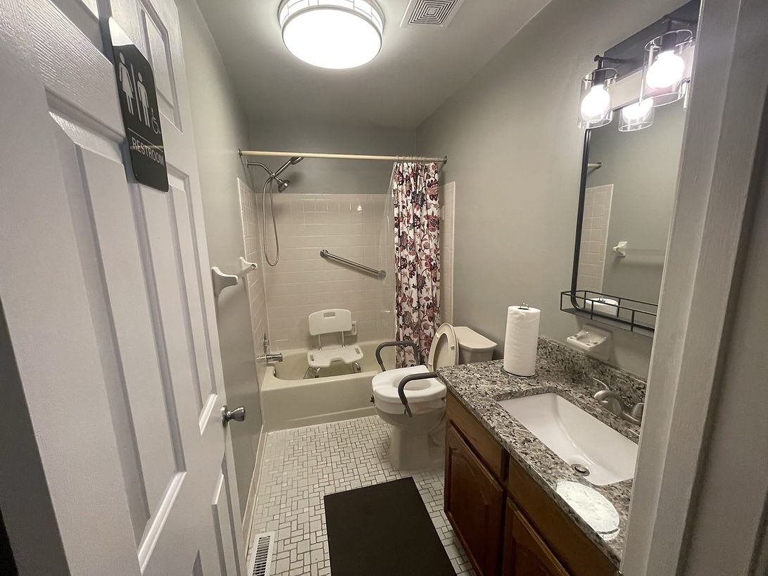 A clean bathroom in an assisted living facility