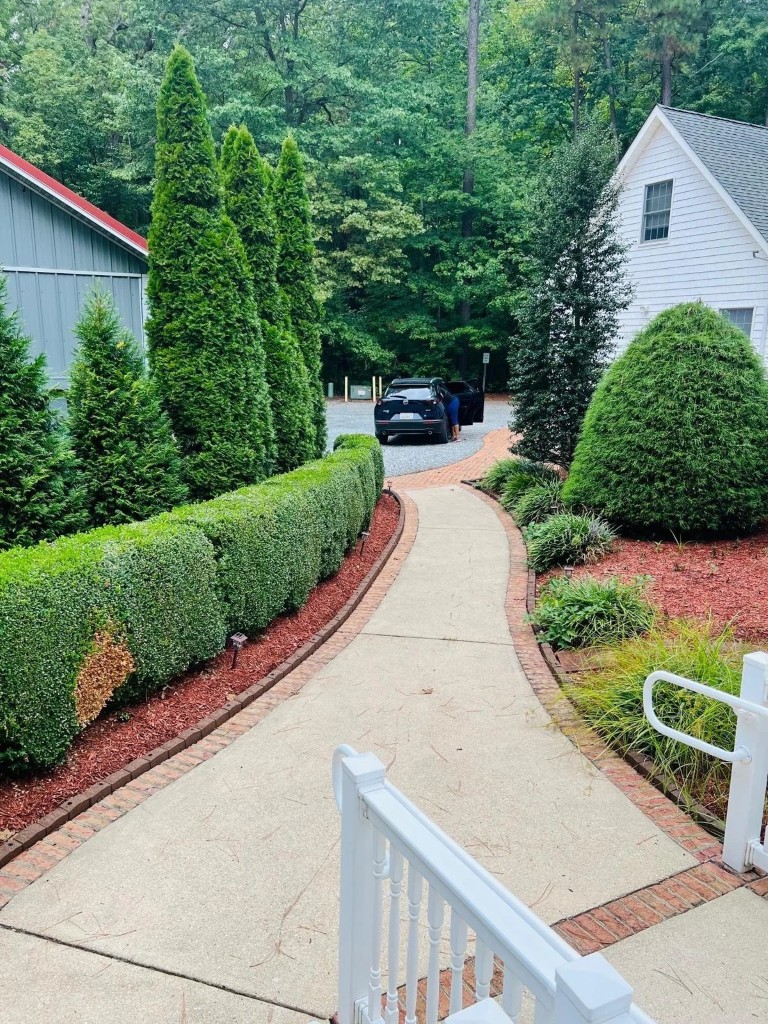 Walkway leading to the entrance of a facility