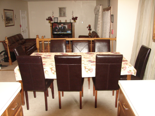 Dining table setup in a cozy interior space.